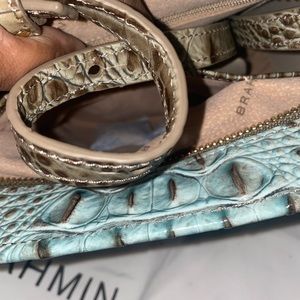 Brahmin turquiose and brown shoulder bag